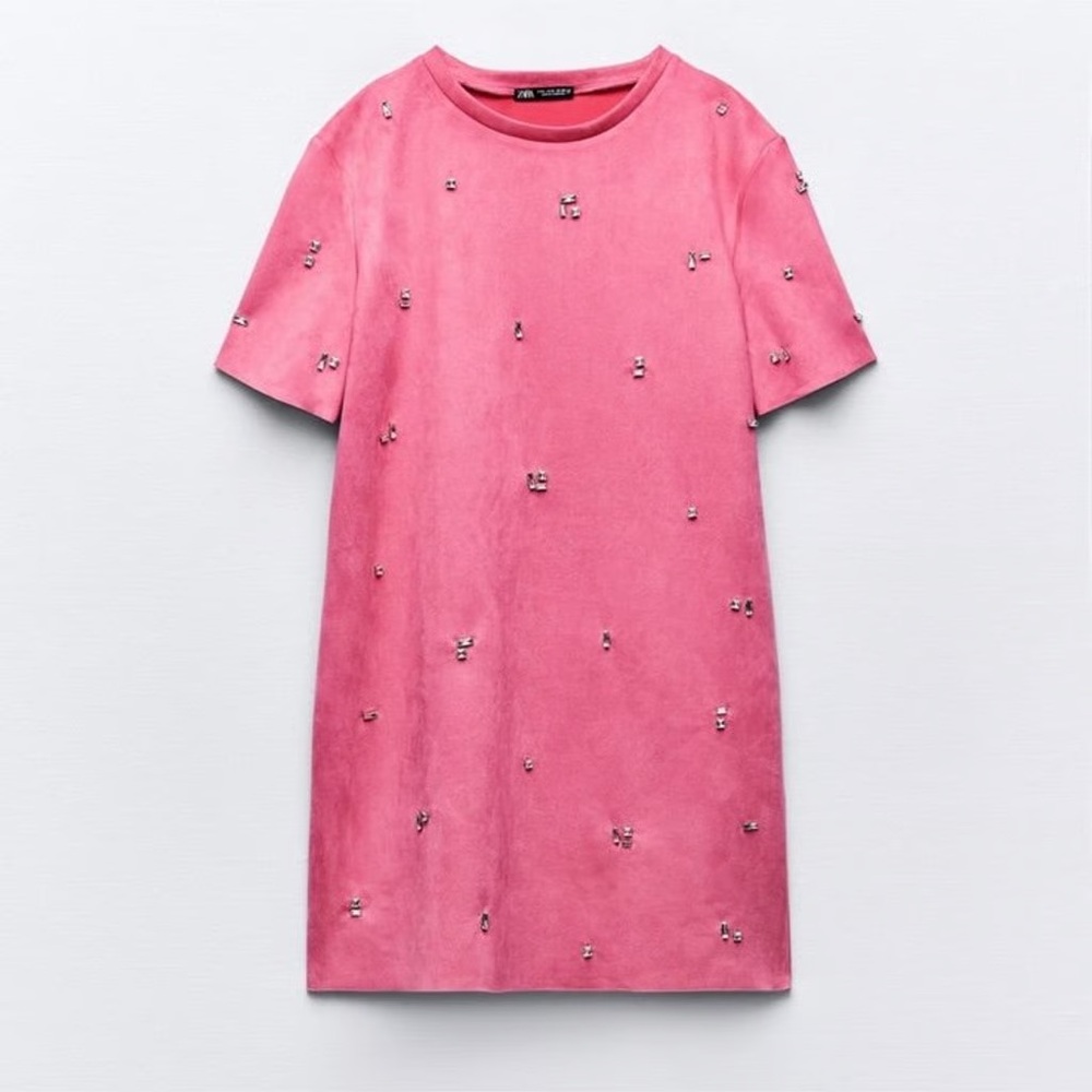 ZARA FAUX SUEDE JEWEL DRESS - M
